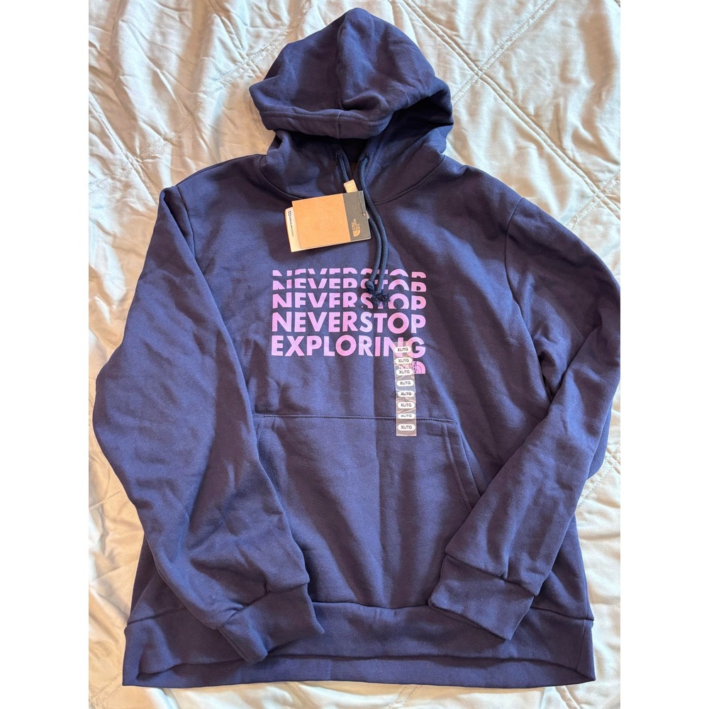 The North Face Never Stop Exploring Hoodie Navy Purple Womens Size XL
